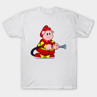 Pig as Firefighter with Fire extinguisher T-Shirt